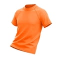 thumbnail image 5 of Rggeeun Toddler Boys Swimsuit Set Solid Color Slim Fit Elastic Short Sleeve Swim Shirt Crew Neck for Summer Water Sports Stylish Swimwear,Orange,9-10 Years, 5 of 5