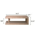 thumbnail image 4 of GZXS Rustic Wooden Coffee Table, 2-Tier Living Room Center Table with Open Shelf, 47" Farmhouse Cocktail Table for Home Décor (Light Natural), 4 of 8