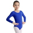 thumbnail image 4 of Hansber Kids Girls Long Sleeve Ballet Leotards Dance Gymnastics Workout Training Bodysuit Dancerwear Dark Blue 3, 4 of 6