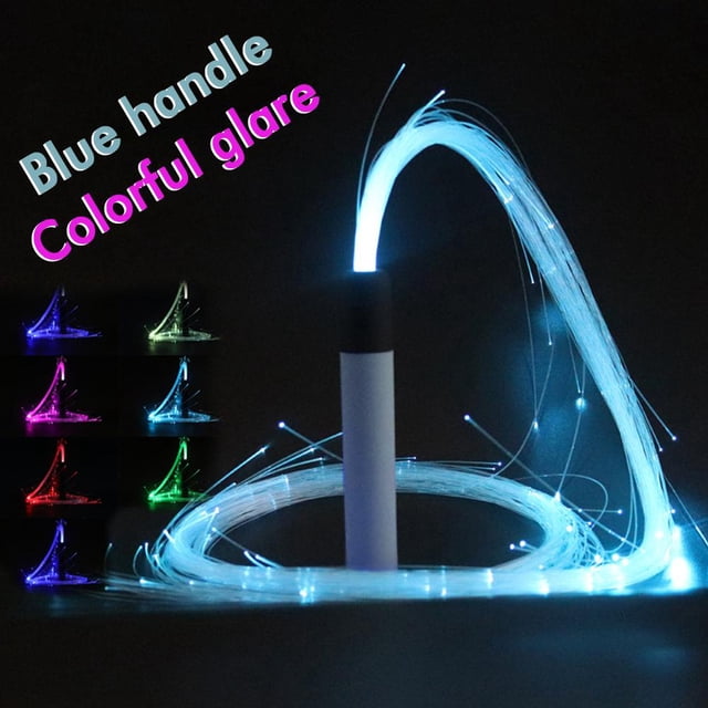 LED Fiber Optic Space Whip Light Up Toy with 360° Rotation, 7 Colors 4 Modes for Party Festival Dance Performance