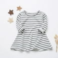thumbnail image 2 of JSGEK Toddler Girls Striped T Shirt Dress Crewneck Long Sleeve Cotton Casual Loose Spring Summer Dresses Gray 12 Months, 2 of 9