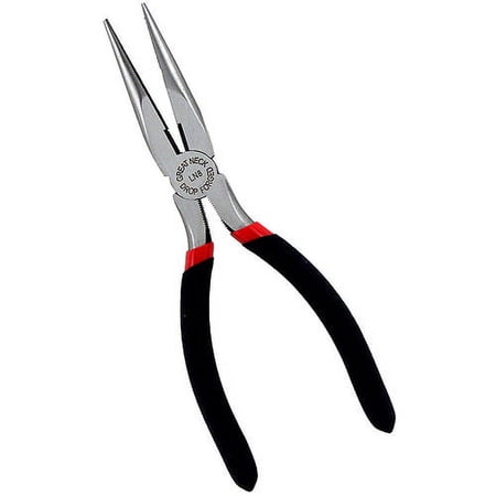 UPC: 0076812005229 | Great Neck LN8C Steel Chrome Plated Milled Jaw Long Nose Plier 8 in.