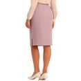 thumbnail image 3 of Falda Lápiz de Mujer Inspire Chic de Cintura Alta con Abertura y Cierre Invisible, Falda de Trabajo XL Rosa, 3 of 6