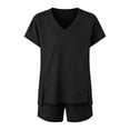 thumbnail image 7 of Purcolt 2 Piece Set for Women Summer Casual Short Sleeve V Neck Tops and Shorts Sweatsuit Comfortable Lounge Sets Beach Vacation Outfits, 7 of 7