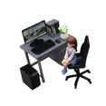 thumbnail image 2 of Miniatura de mesa y silla de oficina, juguete de simulación, modelo educativo, juguete creativo para niños, decoración de casa de muñecas, simulación muñeca de flores gris, 2 of 8