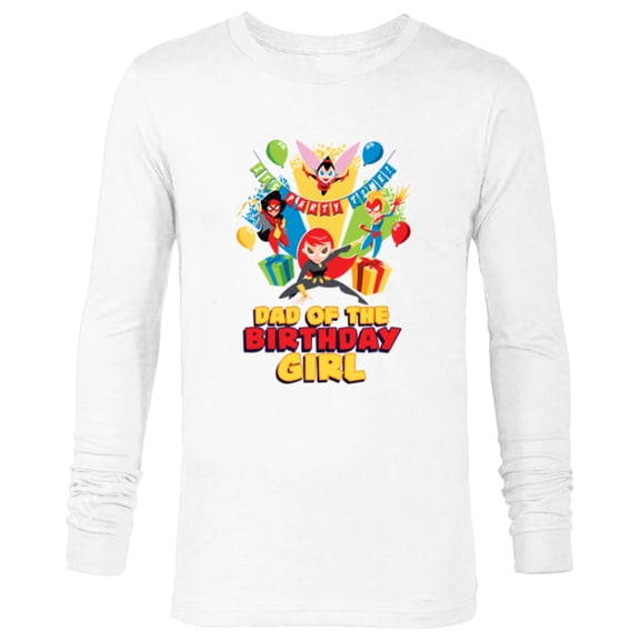 Marvel Super Women Family Party Dad of the Birthday Girl - Long Sleeve T-Shirt for Men - Customized-White