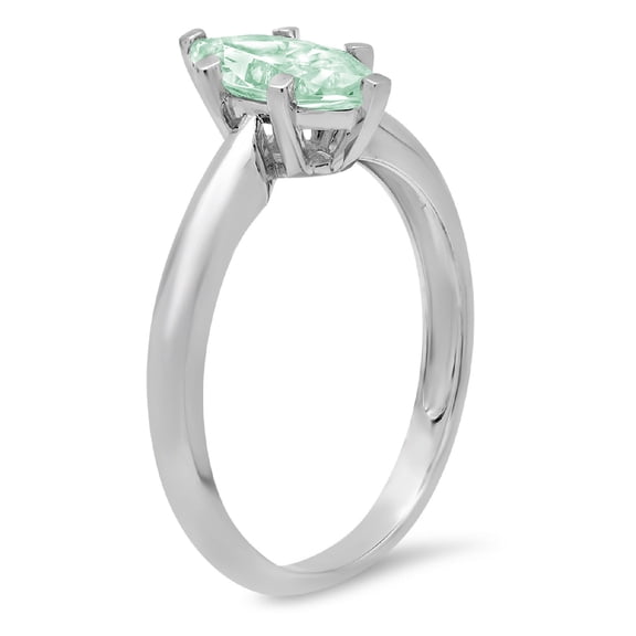 1 ct Marquise Cut Simulated Green Diamond Solitaire Engagement Ring for Women in 18K White Gold