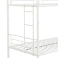 thumbnail image 3 of Heavy Duty Bunk Bed Frame, Twin Over Twin Metal Bunk Bed with Flat Ladder & Safety Guardrail, Convertible Trundle Bunk Bed Frame, for Dorm, Bedroom, Guest Room, No Box Spring Needed, White, 3 of 10