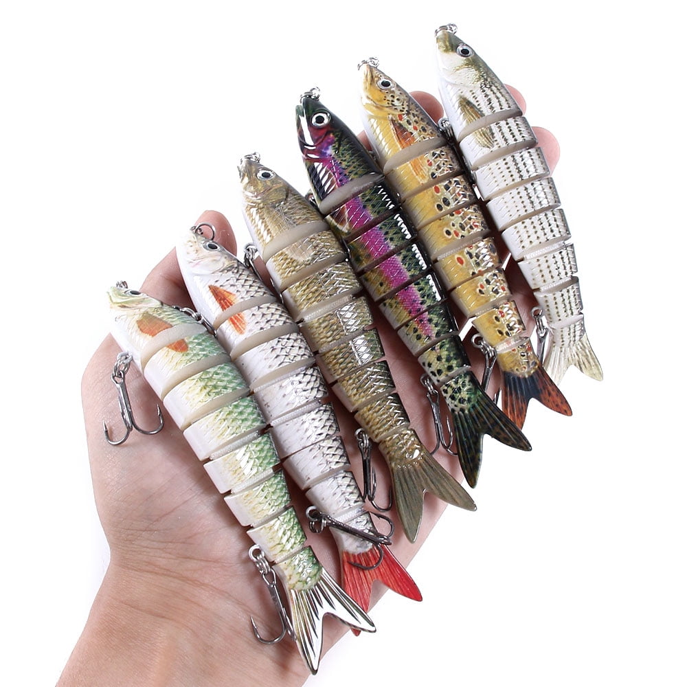 HENGJIA Fishing Lures, 6pcs Large Multi Jointed Fish Fishing Kits Slow Sinking Lifelike Swimbait Freshwater and Saltwater for Trout Bass Lures, 4.92"/0.77oz