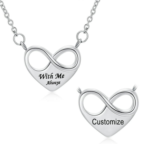Infinity & Heart Cremation Urn Necklace for Ashes Heart Ash Necklace for Women Memorial Cremation Jewelry Ash Holder for Human Pet