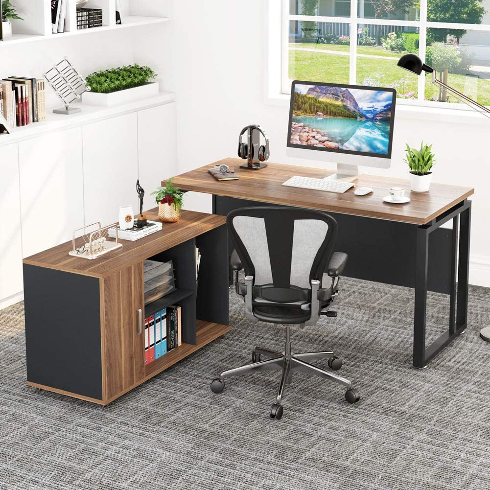 Tribesigns 55" LShaped Removable Computer Desk with 39