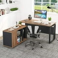 thumbnail image 3 of Tribesigns 55 L-Shaped Computer Desk with Cabinet , Executive Desk Tablewith 39” Storage File Cabinet for Home Office, 3 of 7