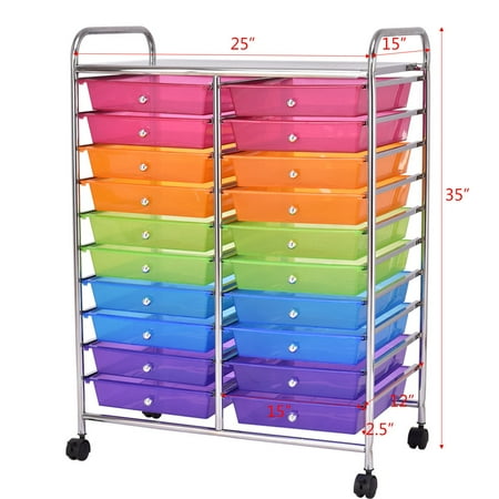 Costway 20 Drawer Rolling Storage Cart Scrapbook Paper Office