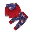 thumbnail image 2 of Bilo Infant Baby Girl Floral Pattern Long Sleeve Hoodie and Pants 3 pcs Cotton Outfit (Red and blue, 6-12 Months), 2 of 4