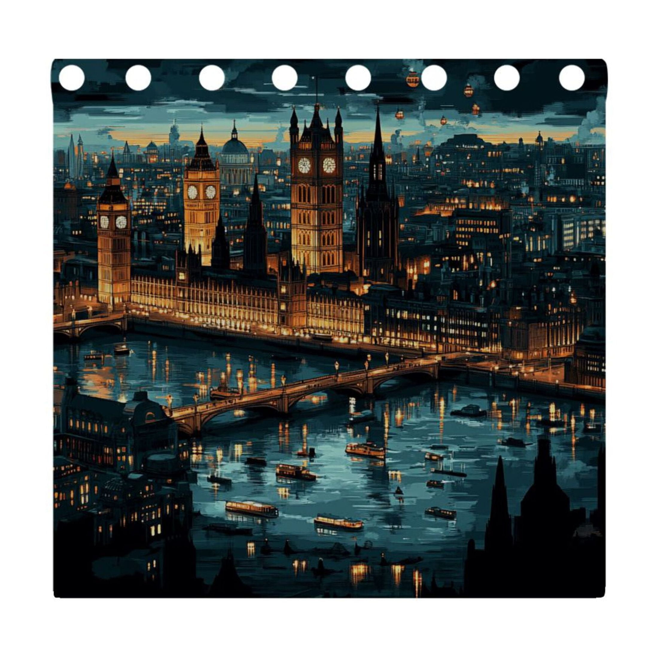City Night View Blackout Curtains for Living Room Bedroom 55W x 54L Insulated Window Drapes 2 Panels