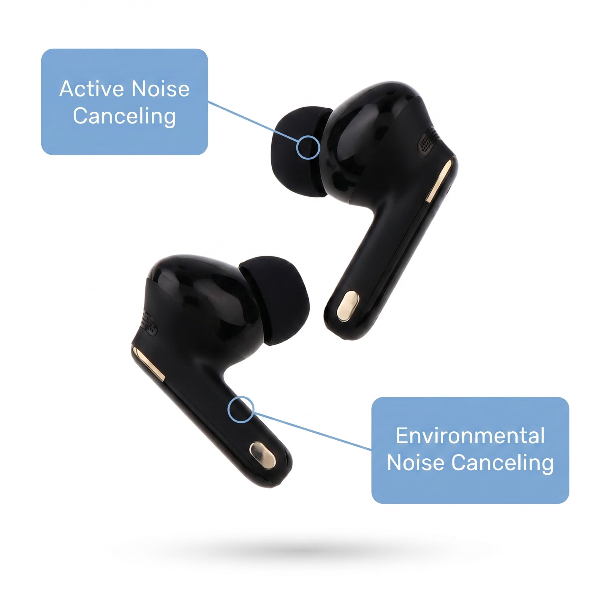 onn TuneTide Pro 2 Wireless Earbuds, Black