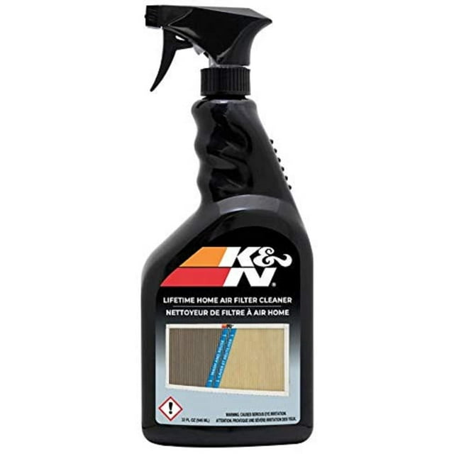 Limpiador de filtros K&N HVAC: limpiador y refrescante de filtros en botella pulverizadora de 32 onzas; Restaura el rendimiento del filtro de aire doméstico K&N; 99-6010