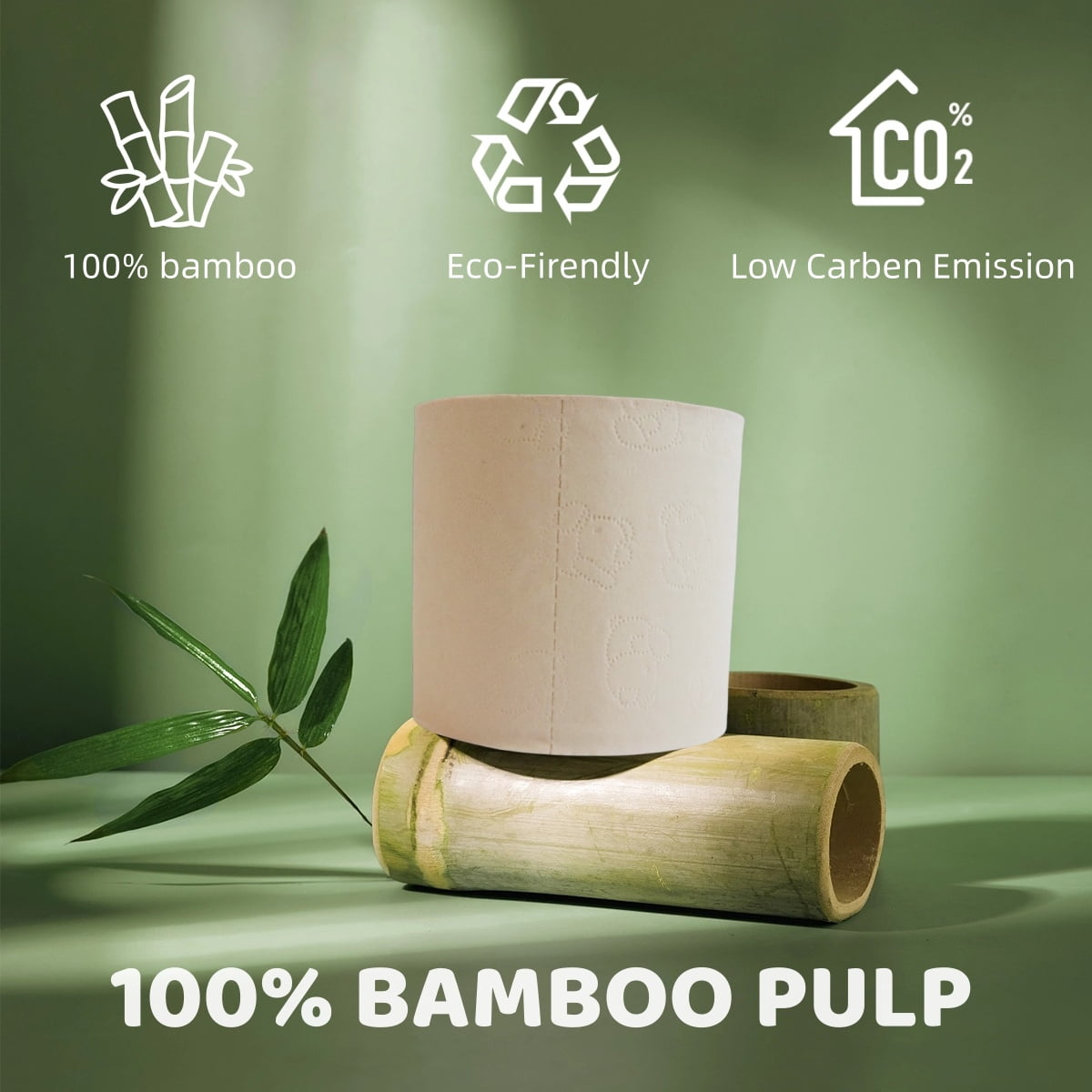 QingYa Premium Bamboo Toilet Paper, 3 Ply Toilets Paper, Unbleached and Absorbent, Bathroom Tissue Rolls, 12 Mega Rolls, 300 Sheets per Roll