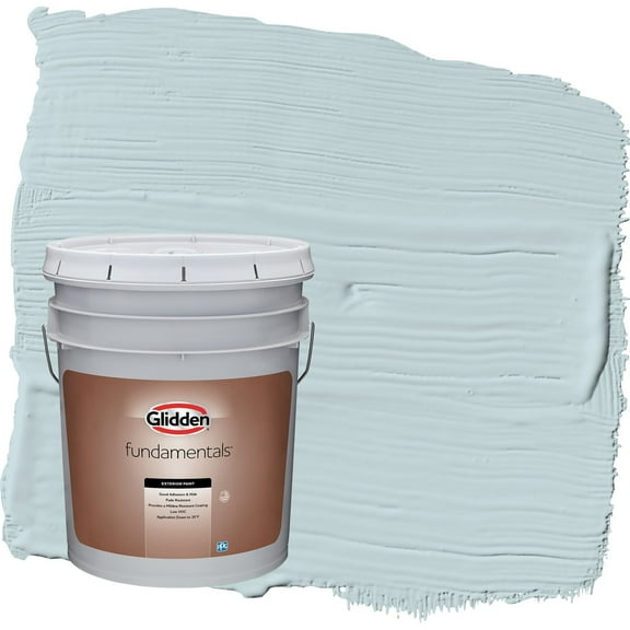 Glidden Fundamentals Scandinavian Sky / Blue Satin Exterior Paint, 5 Gallon