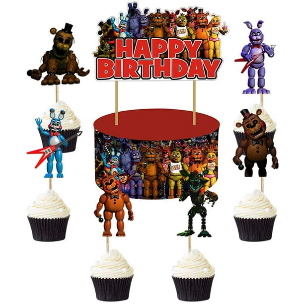 Five nights at Freddy's Cake Topper, Fnaf Happy Birthday Cake Toppers,  Theme Cake Decorations for Bday Theme Party - 1 Count