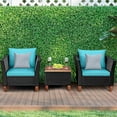 thumbnail image 1 of Costway Ensemble de Mobilier d'Extérieur en Rotin pour Patio 3 Pcs Table en Bois Canapé Coussiné Turquoise, 1 of 10