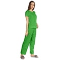 thumbnail image 2 of Inkmeso Womens 2Pcs Solid Nightwear Set Short Sleeves Top & Pajama Sets Soft Cotton Loungewear, 2 of 7