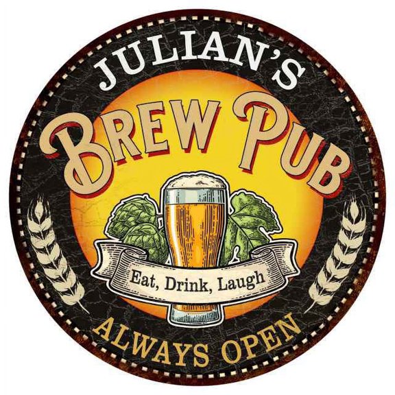 JULIAN'S Beer Pub Man Cave Metal Sign Home Decor 14 inch Round 100140025308