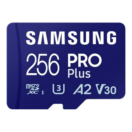 Samsung PRO Plus MB-MD256SA - Flash memory card (microSDXC to SD adapter included) - 256 GB - A2 / Video Class V30 / UHS-I U3 / Class10 - microSDXC UHS-I