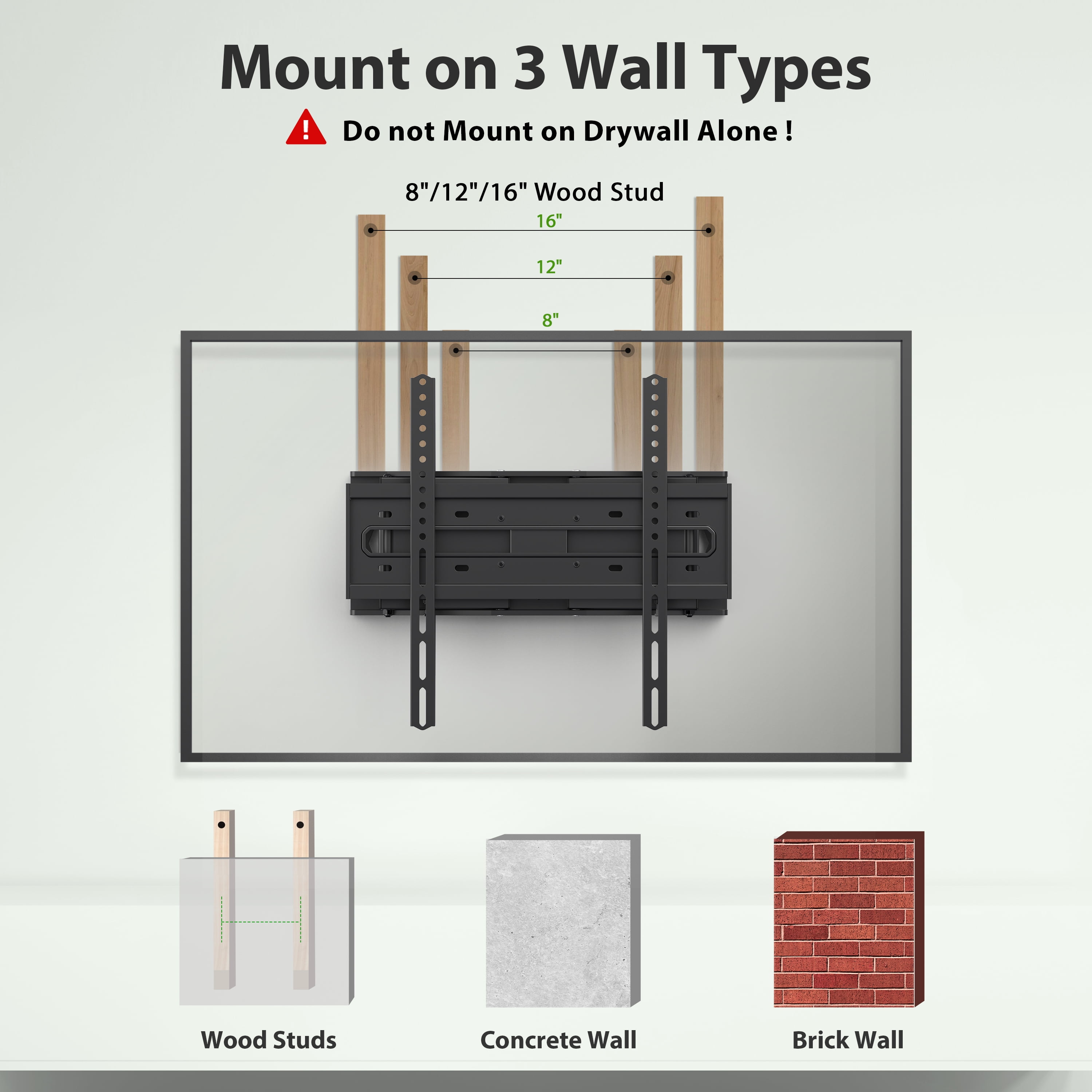 USX MOUNT Full Motion TV Wall Mount for 26-65" TVs, Hold up to 110lbs with Max VESA 400x400mm & 16" Wood Stud