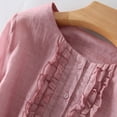 thumbnail image 4 of SELONE Summer Casual Dresses for Women Plus Size Wrap Vintage Linen Lace Retro Cotton And Round Neck Double layer up Waist Retraction Travel Holiday for Everyday Wear Beach Vacation Pink XXL, 4 of 7