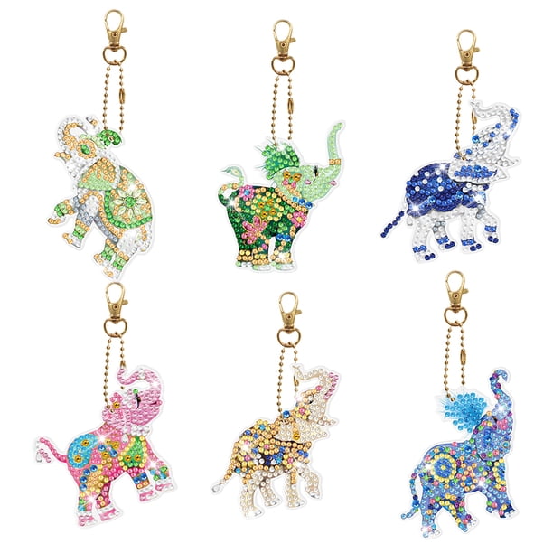 Cuadros Decorativos 6 uds., llaveros de diamantes de cristal hechos a mano, adorno colgante artesanal para bolso de mujer Wdftyju de costura negro 4 estilos
