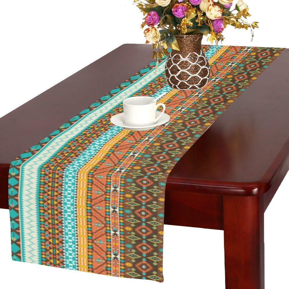 MYPOP Colorful Aztec Pattern Long Table Runner 16x72 incheses, Chevron