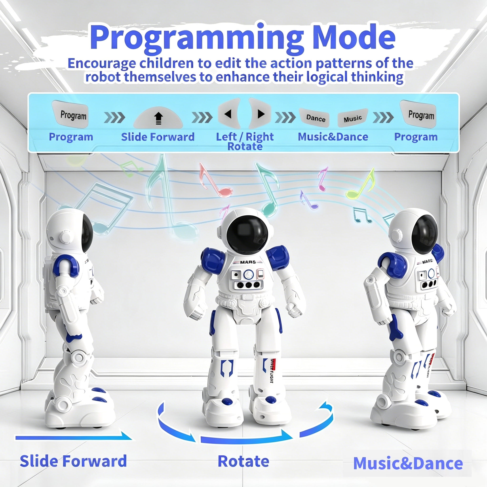Lvelia RC Robot Toy for Kids,Gesture & Sensing Programmable Interactive Remote Control Singing Dancing Rechargeable Smart Robot with Auto-Demon, Birthday Gift for 3+ Years Old Boys Girls