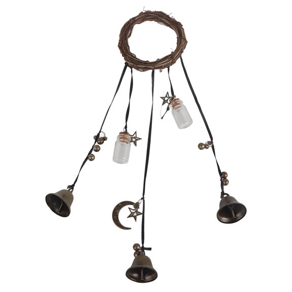 Campanas de viento de bruja, corona de campanillas de bruja hechas a mano, protección para puertas, colgantes, campanas de bruja, campanillas de viento para puerta de casa