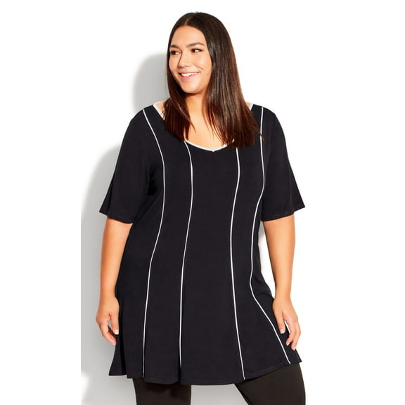 Avenue Women's Plus Size Swing Panel Tunic Top - Black