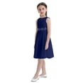 thumbnail image 2 of Miaeowve Kids Flower Girl Dress Floral Lace Sequins Sleeveless Zipper Back Birthday Party Ball Gown with Waist Belt Navy Blue 12, 2 of 7