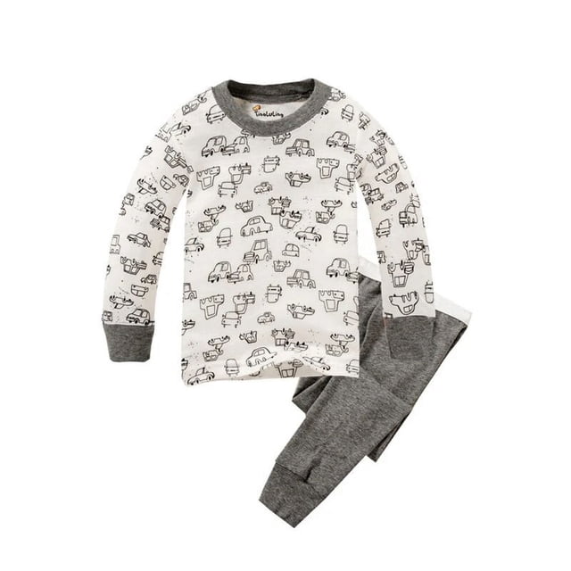 Conjuntos de pijamas para niños y niñas, ropa de dormir de Navidad para niños, Pijama para niños, motocicleta, avión, cohete, dinosaurio, búho, ropa de dormir estampada