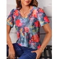 thumbnail image 4 of Fantaslook Blouses for Women Dressy Casual V Neck Pleated Tunic Tops Summer Short Sleeve Boho Shirts, 4 of 7