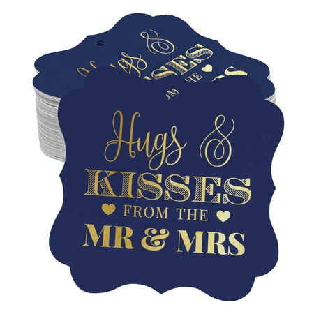Inkdotpot Hang Tags Hugs & Kisses From The Wedding Favor Bracket Shape Gift Tags Real Gold Foil Bonbonniere Tag Pack Of 100