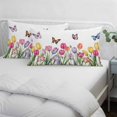 thumbnail image 3 of Tulips Spring Floral Pillow Covers, Linen Long Throw Pillow Case, Pastoral Flowers Butterfly Farmhouse Holiday Pillow Protector Decorative Cushion Cover for Living Room/Bedroom 24" x 36", 3 of 8