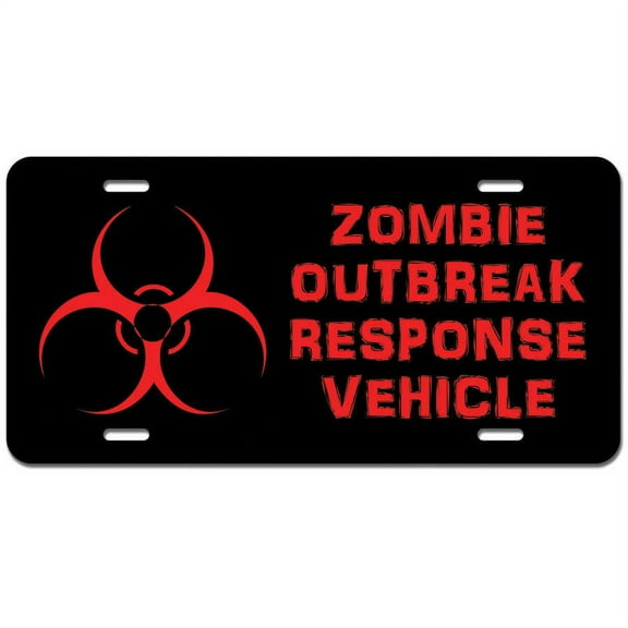 Zombie Outbreak Response Vehicle Distressed Novelty Metal Vanity License Tag Plate