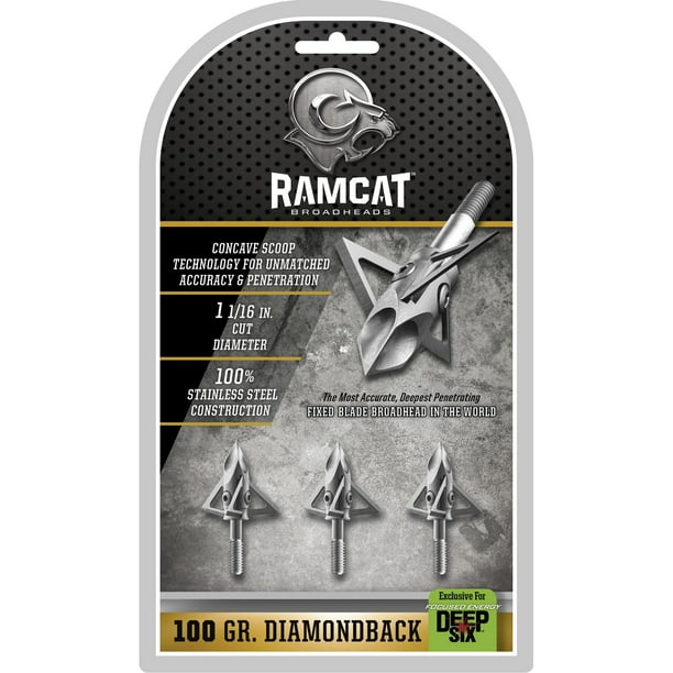 Ramcat Diamondback Deep Six 100 Grain Broadheads 3 Pack
