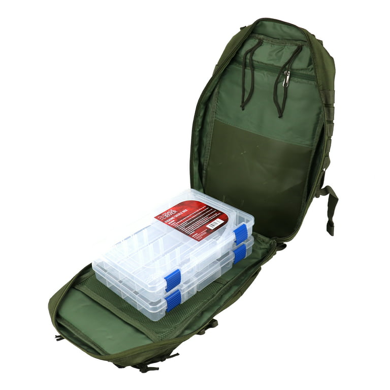 Osage River Gear Fishing Backpack, Tackle and Rod Storage - Crocodile Green  with Tackle Box 