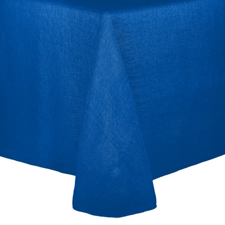 

Ultimate Textile (10 Pack) Faux Burlap - Havana 60 x 120-Inch Oval Tablecloth - Basket Weave Royal Blue