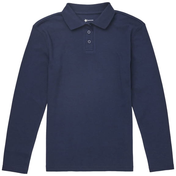 Classroom School Uniforms Adult Long Sleeve Fitted Interlock Polo CR854Y, M, Dark Navy