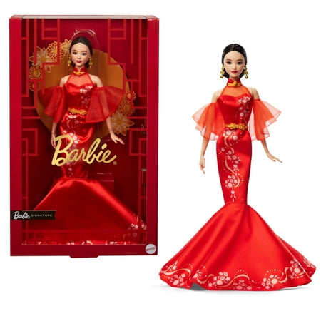Barbie Signature Lunar New Year Barbie Doll Collectible with Qipao Dress & Golden Accessories
