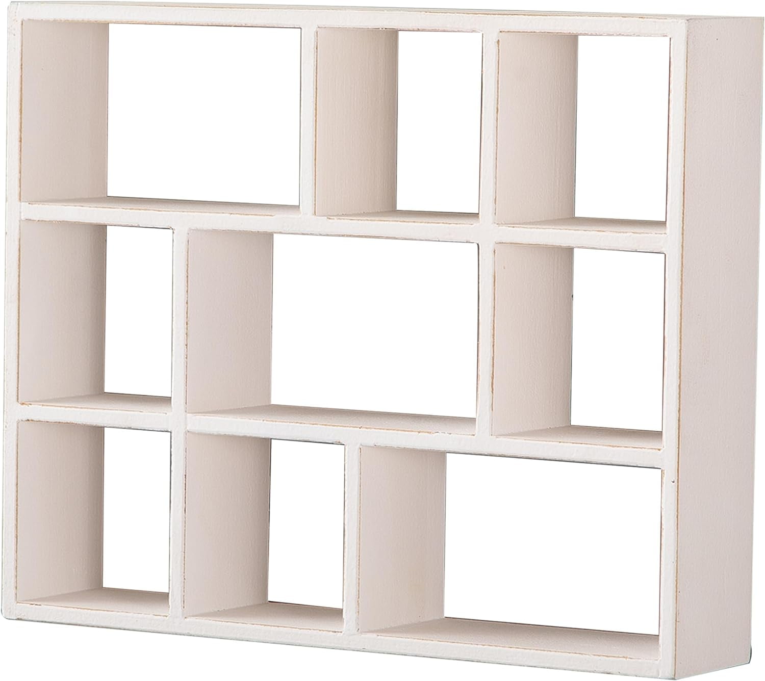 SOFE Wood White Shadow Box Frame with Shelves, 3 Tier Wall Shelving Unit, Wall Mounted Curio Cabinet, Floating Cube Shelves for Wall, Knick Knack Display Shelf, Display Cases for Collectibles