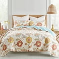 thumbnail image 2 of Levtex Home - Ashbury Spring Quilt Set -Twin Quilt + One Standard Pillow Sham - Floral in Ivory Coral Teal Gold - Quilt Size (68x86in.) and Pillow Sham Size (26x20in.) - Reversible - Cotton, 2 of 6