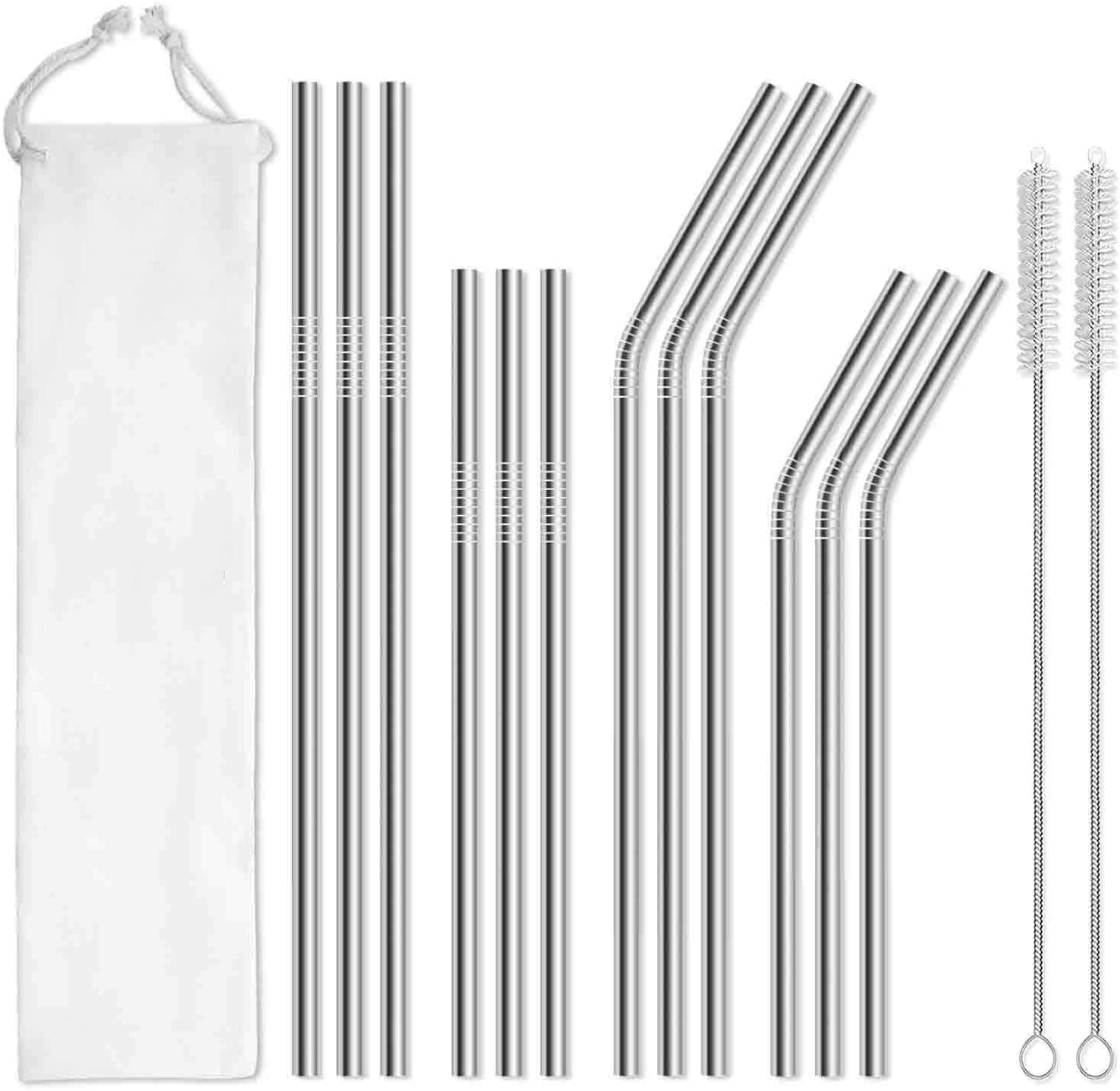 Stainless Steel Reusable Metal Drinking Straws with Case 