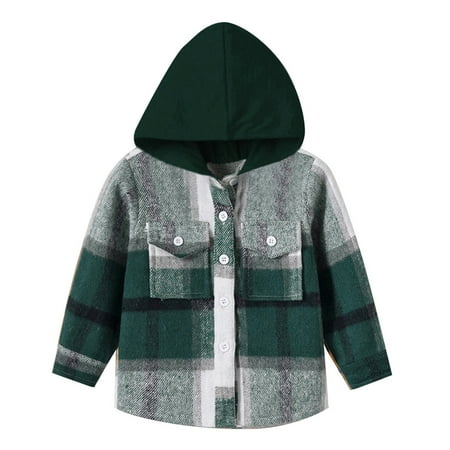 

Fsqjgq Boys Jackets Size 14-16 with Hood Toddler Boys Girls Shirt Coat Jacket Plaid Long Sleeve Kids Tops Hooded Outwear Baby Winter Coat Cotton Blend A 140